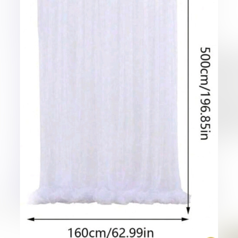 Sheer White Curtain Panel 16ft X 5ft 16x5 Party Wedding Backdrop Display Drape - Picture 8 of 8